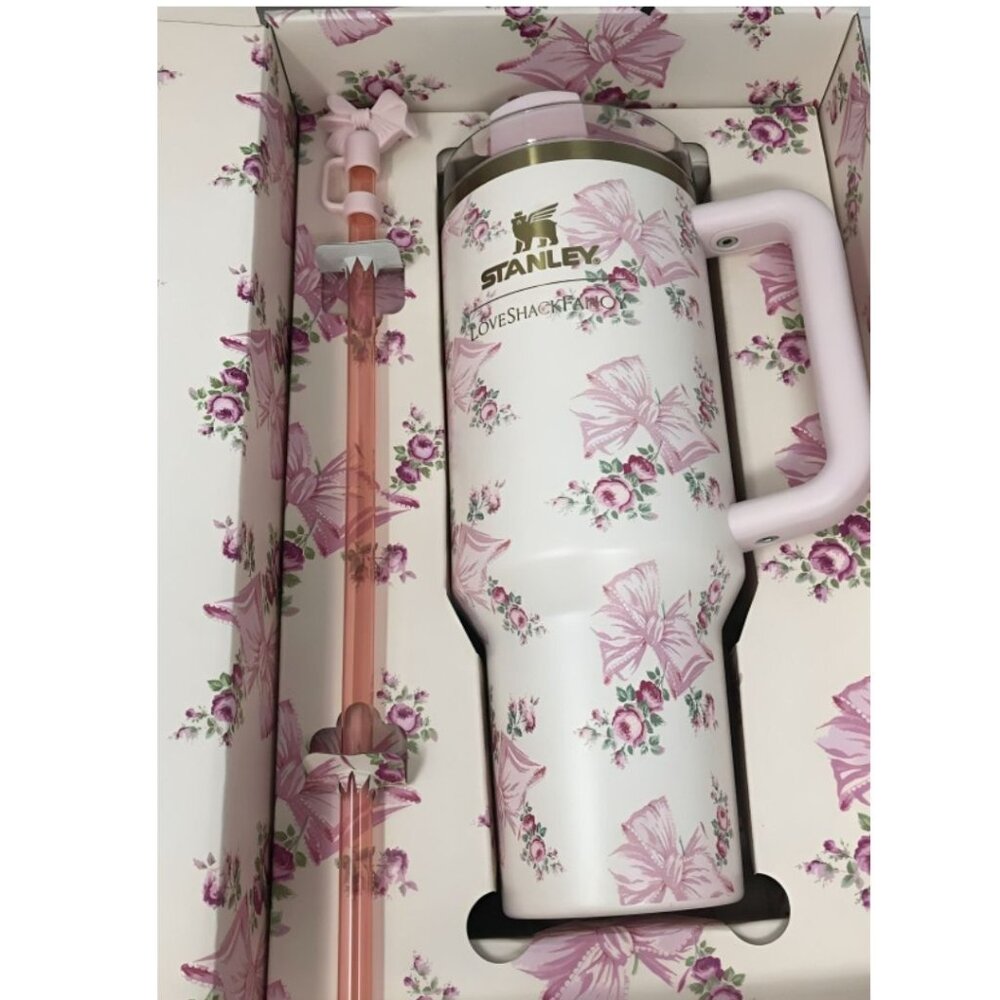 Stanley x LoveShackFancy Rosa Beaux Pink Quencher 40oz Tumbler New